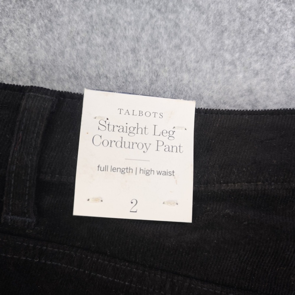 Talbots Straight Leg Corduroy Pants Women's 2 Black High Waist Slim NWT - Picture 11 of 12